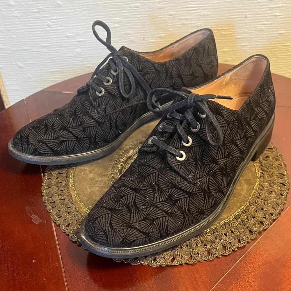 Robert Clergerie Black Textured Oxfords Size EU 39
